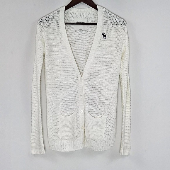 Abercrombie & Fitch Kids Knit Cardigan Cotton Blend Pockets Pockets Size M - Picture 11 of 13